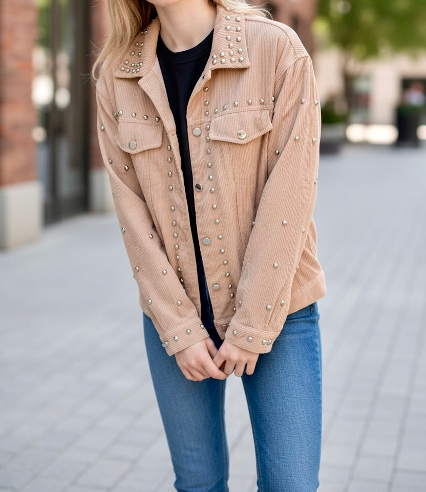 Studded Tan Corduroy Jacket