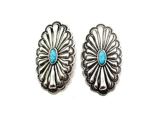 Western Turquoise Stone Concho Earring