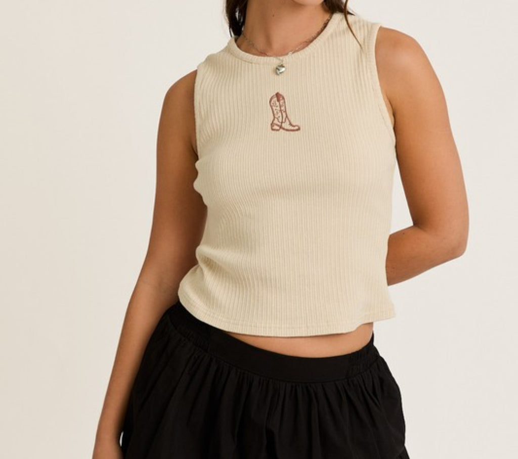 Boots Up rib tank top