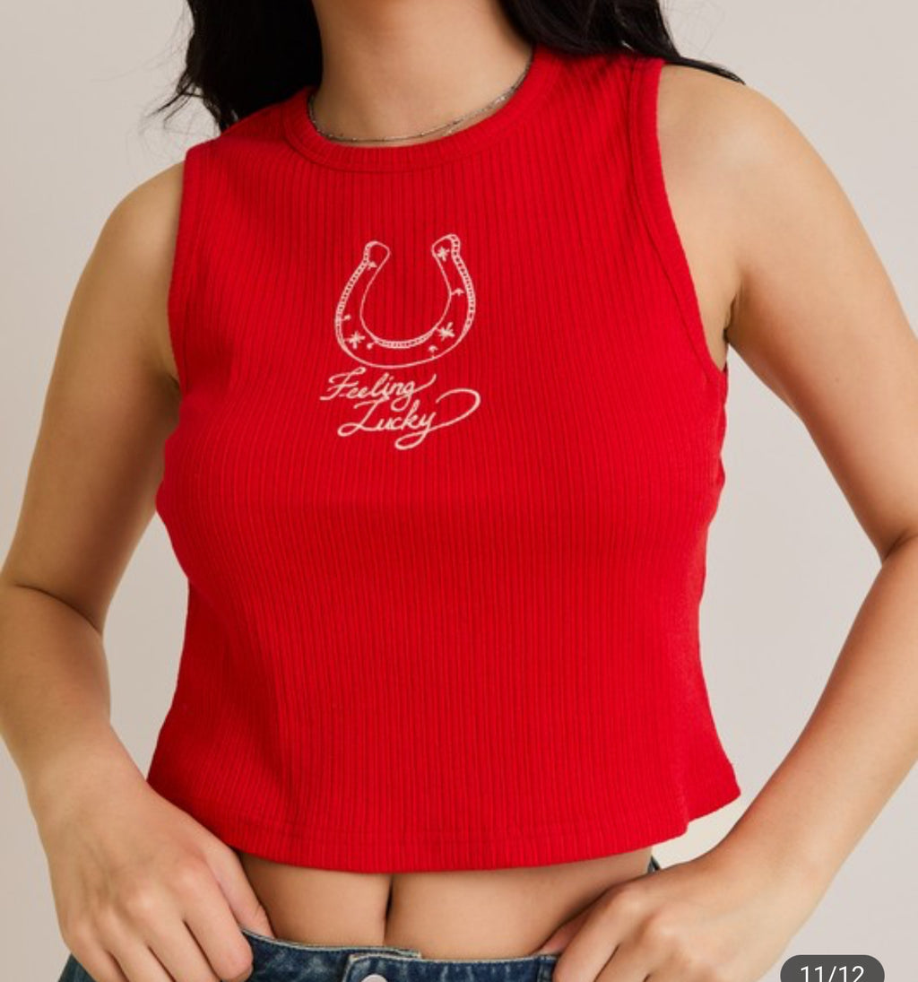 Feeling Lucky rib tank top