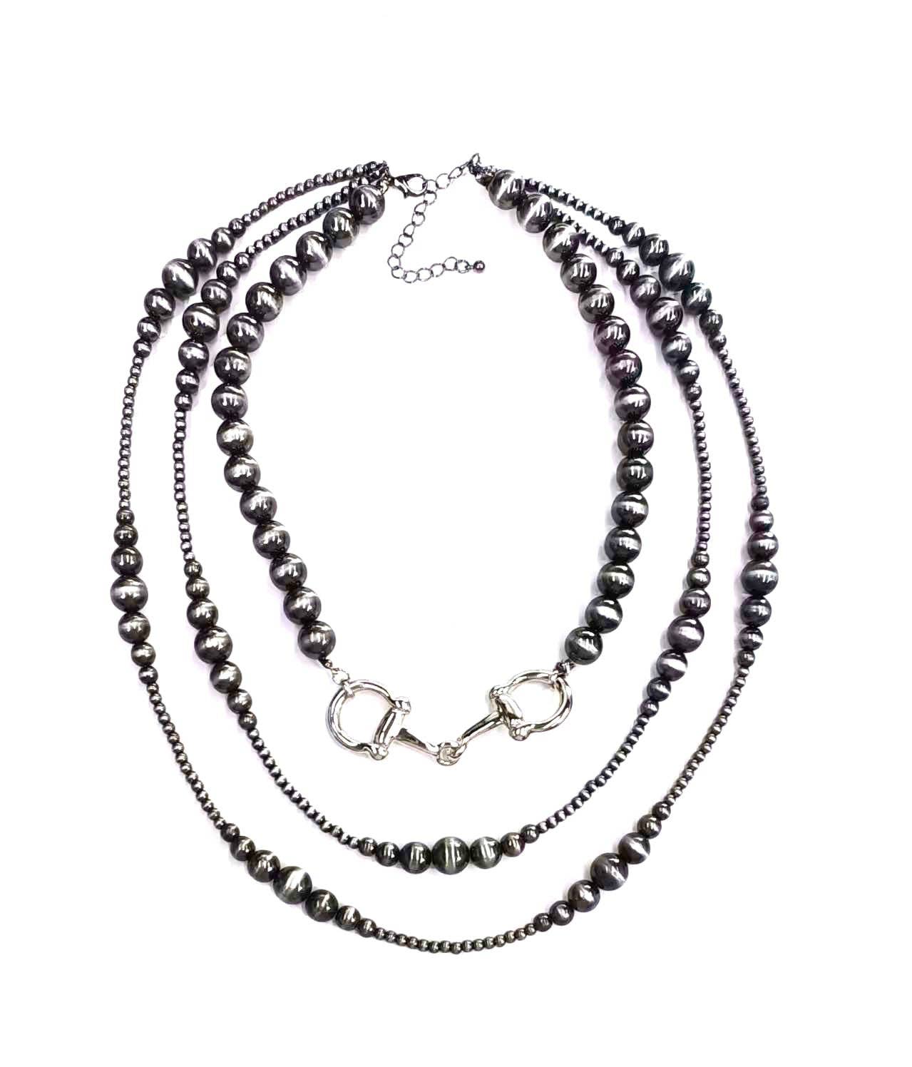 Western 3 Layered Navajo Pearl Snaffle Bit Necklace