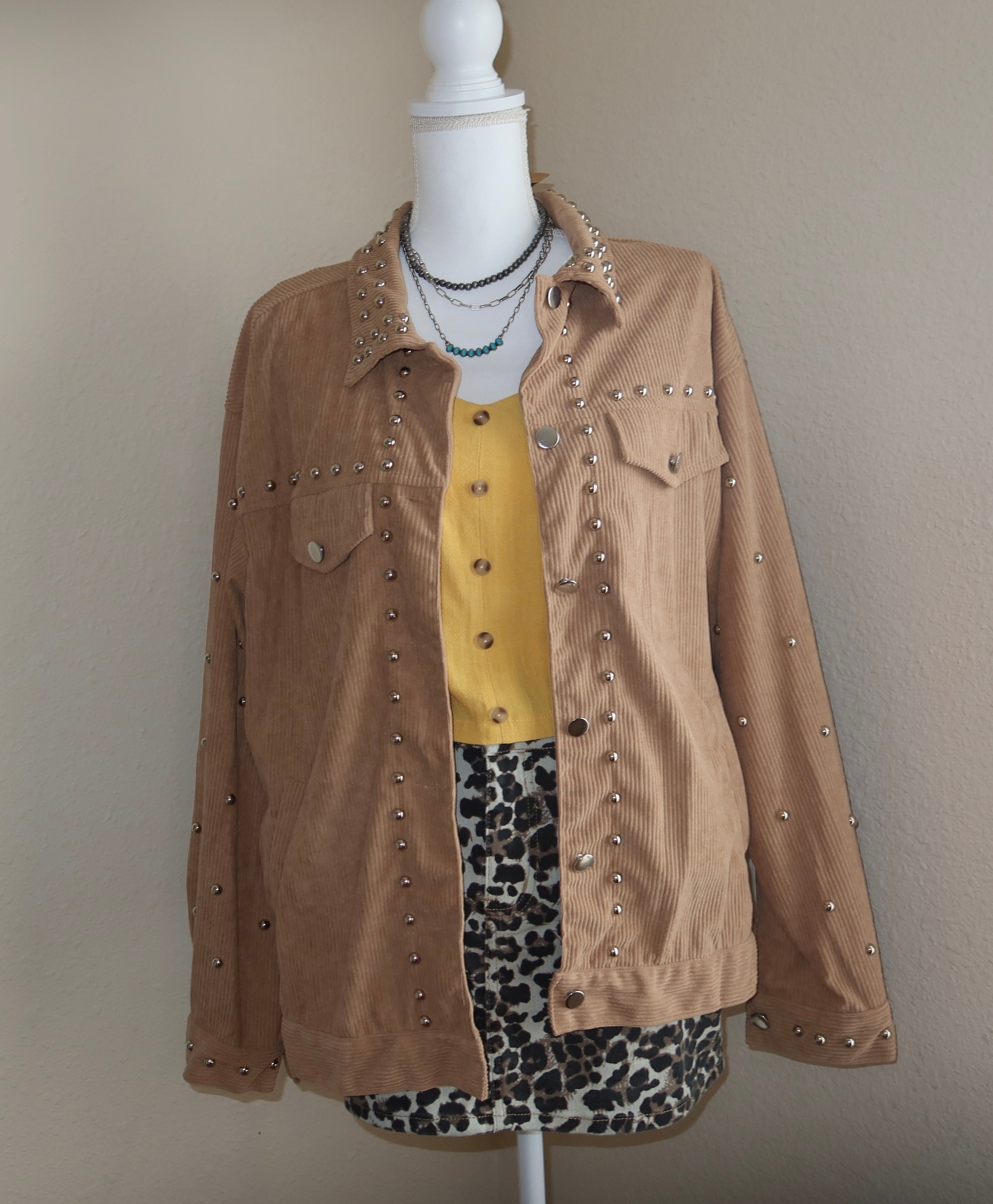 Studded Tan Corduroy Jacket