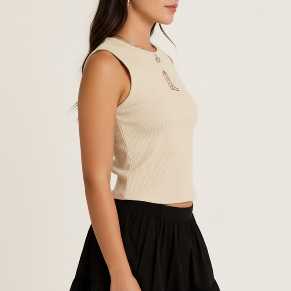Boots Up rib tank top