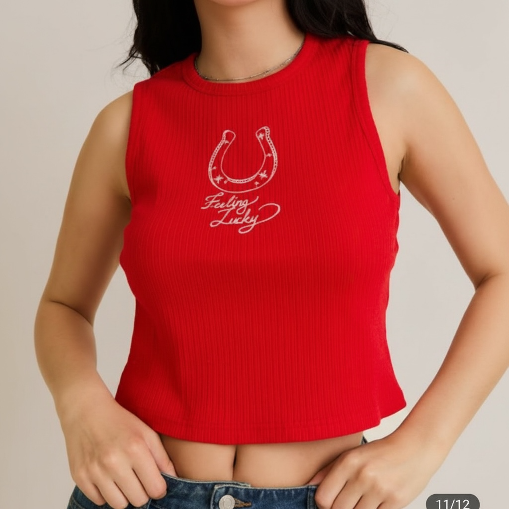 Feeling Lucky rib tank top